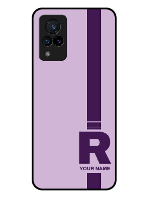 Custom Vivo V21 5G Photo Printing on Glass Case - Simple dual tone stripe with name Design