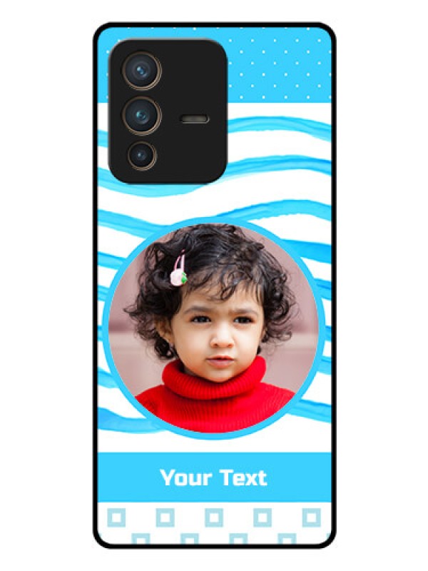 Custom Vivo V23 Pro 5G Custom Glass Phone Case - Simple Blue Case Design
