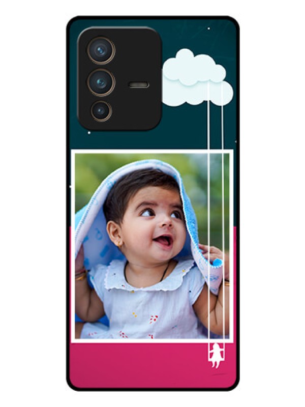 Custom Vivo V23 Pro 5G Custom Glass Phone Case - Cute Girl with Cloud Design