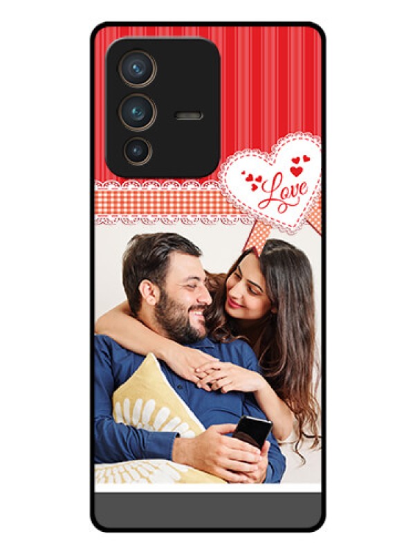 Custom Vivo V23 Pro 5G Custom Glass Mobile Case - Red Love Pattern Design