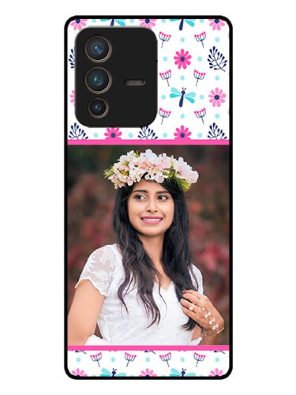 Custom Vivo V23 Pro 5G Photo Printing on Glass Case - Colorful Flower Design