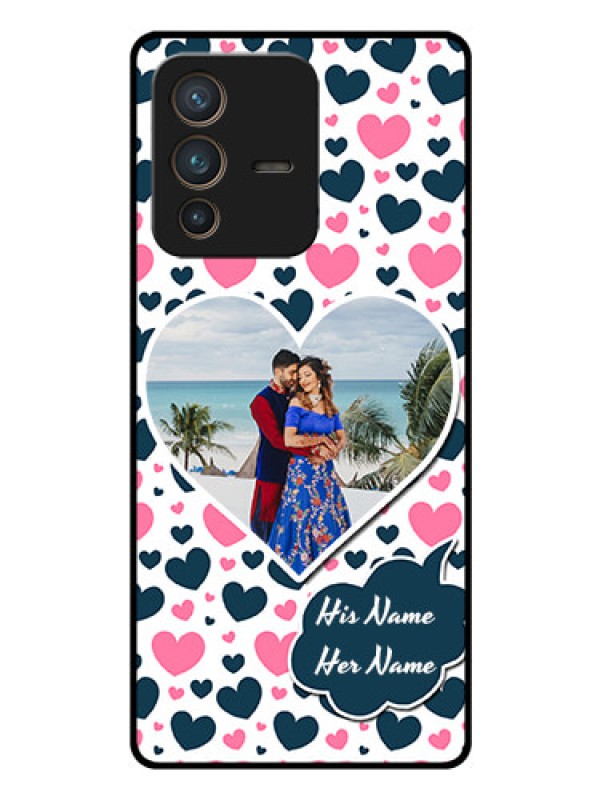 Custom Vivo V23 Pro 5G Custom Glass Phone Case - Pink & Blue Heart Design