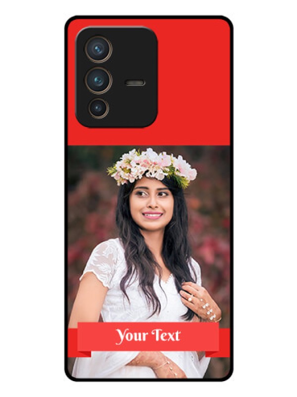 Custom Vivo V23 Pro 5G Custom Glass Phone Case - Simple Red Color Design