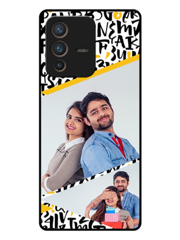 Custom Vivo V23 Pro 5G Custom Glass Mobile Case - Letters Pattern Design