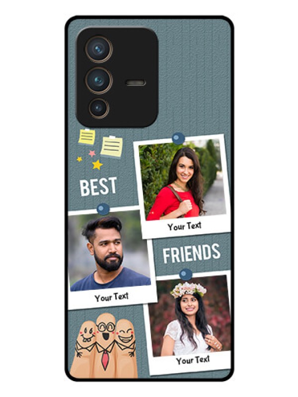 Custom Vivo V23 Pro 5G Personalized Glass Phone Case - Sticky Frames and Friendship Design