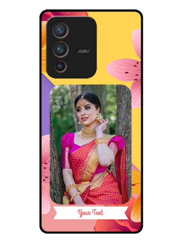 Custom Vivo V23 Pro 5G Custom Glass Mobile Case - 3 Image With Vintage Floral Design