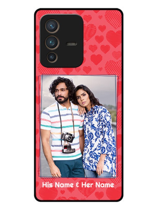 Custom Vivo V23 Pro 5G Photo Printing on Glass Case - with Red Heart Symbols Design