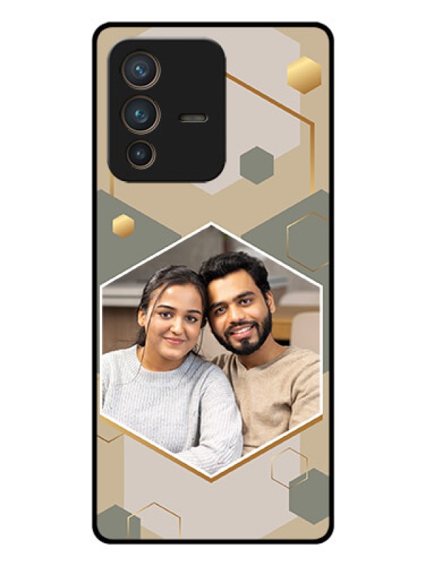 Custom Vivo V23 Pro 5G Photo Printing on Glass Case - Stylish Hexagon Pattern Design