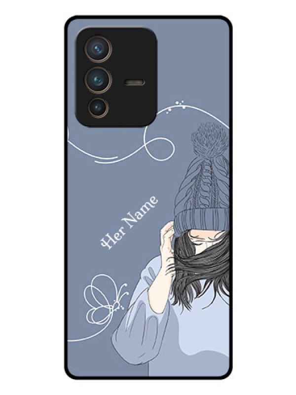 Custom Vivo V23 Pro 5G Custom Glass Mobile Case - Girl in winter outfit Design