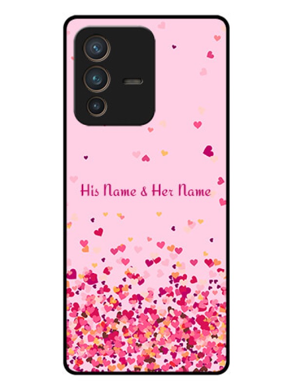 Custom Vivo V23 Pro 5G Photo Printing on Glass Case - Floating Hearts Design