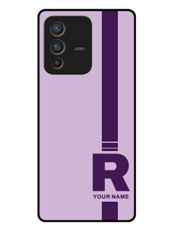 Custom Vivo V23 Pro 5G Photo Printing on Glass Case - Simple dual tone stripe with name Design