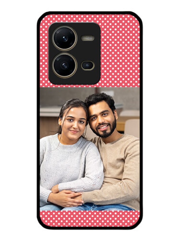 Custom Vivo V25 5G Custom Glass Phone Case - White Dotted Design