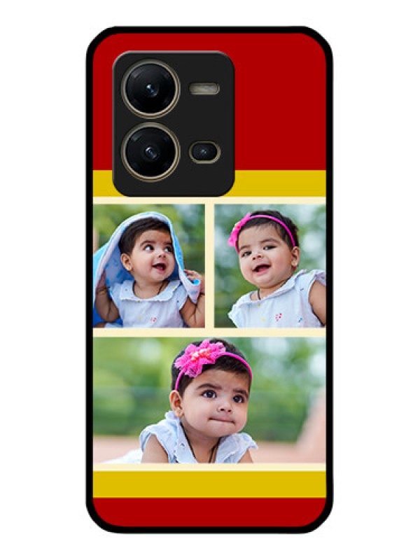 Custom Vivo V25 5G Custom Glass Mobile Case - Multiple Pic Upload Design