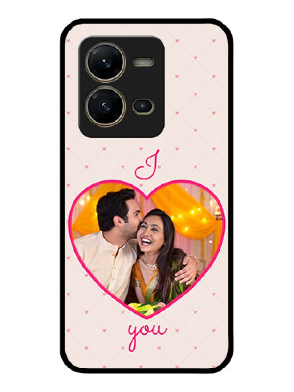 Custom Vivo V25 5G Custom Glass Mobile Case - Heart Shape Design