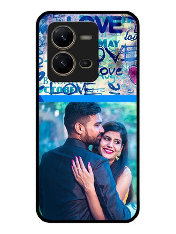 Custom Vivo V25 5G Custom Glass Mobile Case - Colorful Love Design