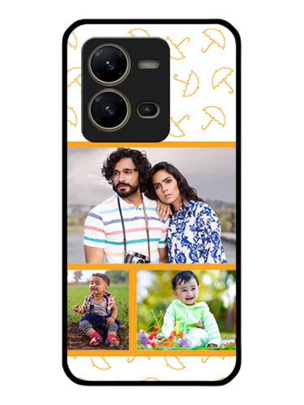 Custom Vivo V25 5G Custom Glass Mobile Case - Yellow Pattern Design