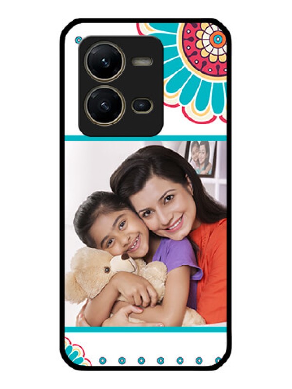 Custom Vivo V25 5G Custom Glass Phone Case - Flower Design