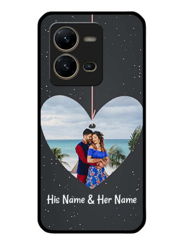 Custom Vivo V25 5G Custom Glass Phone Case - Hanging Heart Design