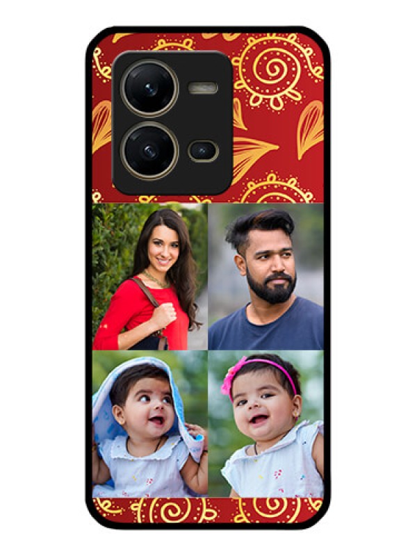 Custom Vivo V25 5G Photo Printing on Glass Case - 4 Image Traditional Design