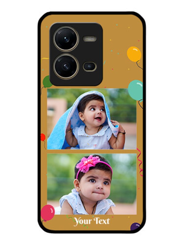 Custom Vivo V25 5G Personalized Glass Phone Case - Image Holder with Birthday Celebrations Design