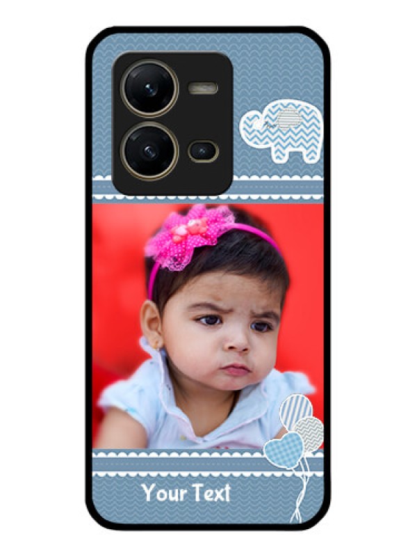 Custom Vivo V25 5G Photo Printing on Glass Case - with Kids Pattern Design