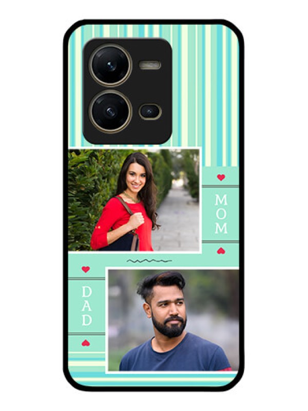 Custom Vivo V25 5G Custom Glass Phone Case - Mom & Dad Pic Design
