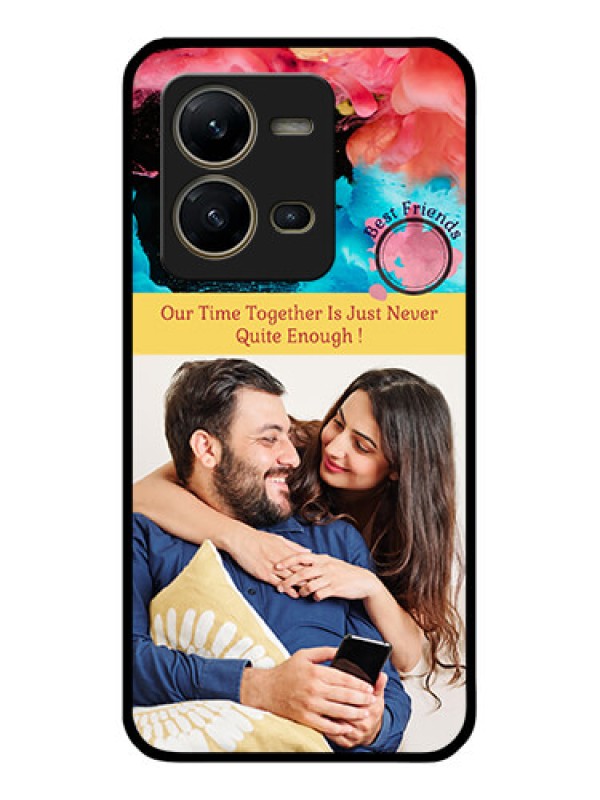 Custom Vivo V25 5G Custom Glass Mobile Case - Quote with Acrylic Painting Design