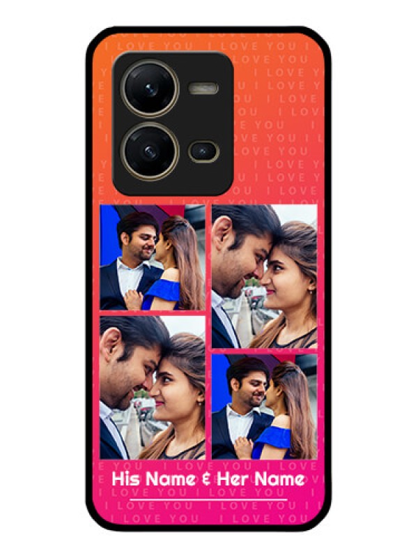 Custom Vivo V25 5G Custom Glass Phone Case - I Love You Pink Design