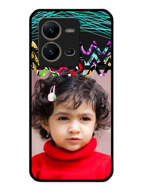 Custom Vivo V25 5G Personalized Glass Phone Case - Neon Abstract Design