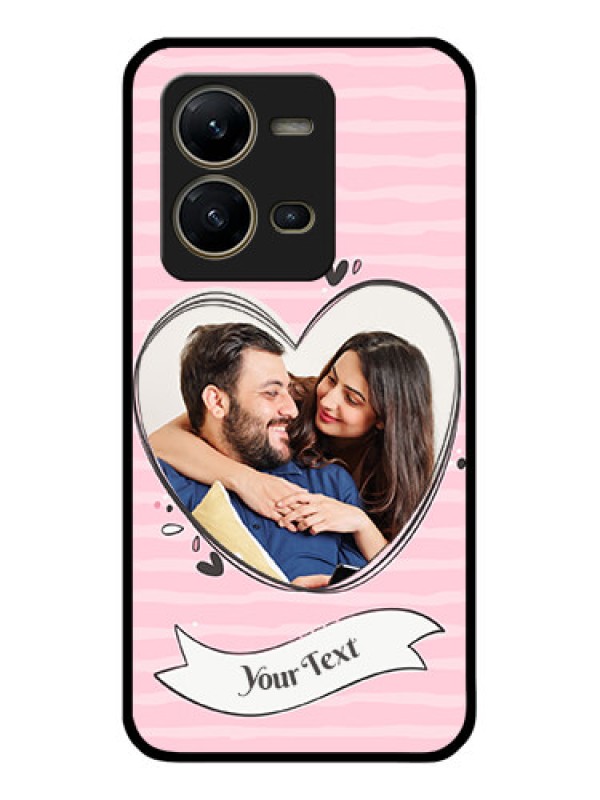 Custom Vivo V25 5G Custom Glass Phone Case - Vintage Heart Design