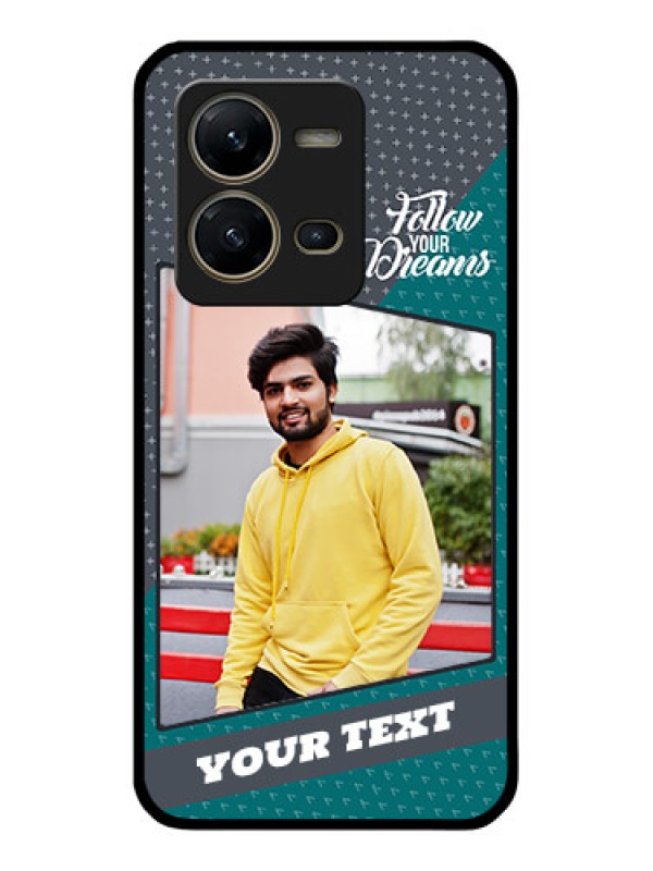 Custom Vivo V25 5G Personalized Glass Phone Case - Background Pattern Design with Quote