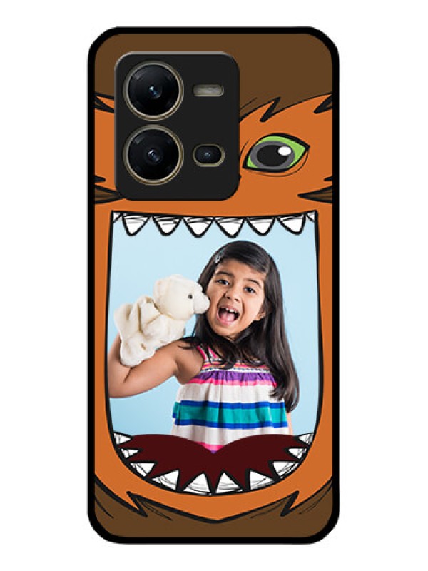 Custom Vivo V25 5G Photo Printing on Glass Case - Owl Monster Back Case Design