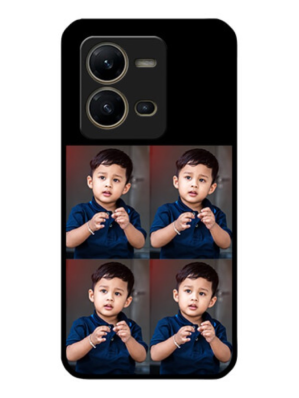 Custom Vivo V25 5G 4 Image Holder on Glass Mobile Cover