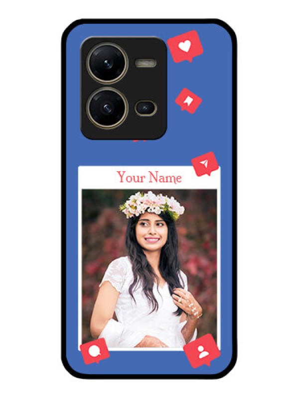 Custom Vivo V25 5G Custom Glass Phone Case - Like Share And Comment Design