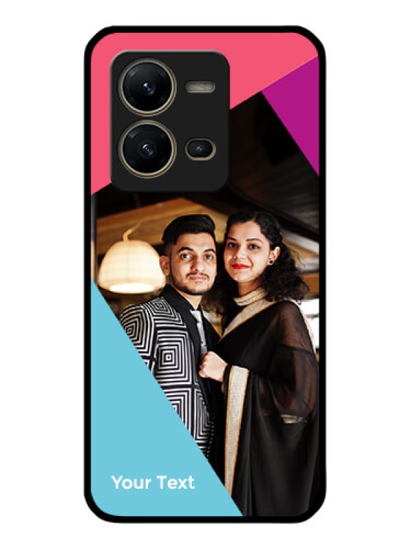 Custom Vivo V25 5G Custom Glass Mobile Case - Stacked Triple colour Design