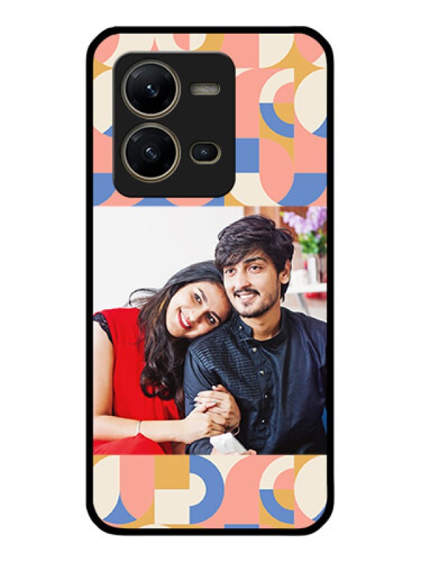 Custom Vivo V25 5G Photo Printing on Glass Case - Semi-circle Maze Pattern Design