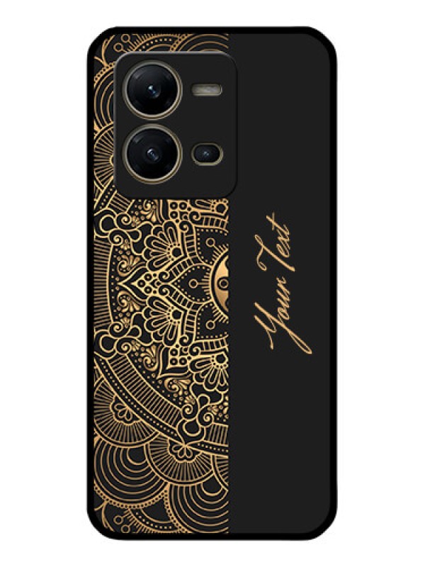 Custom Vivo V25 5G Photo Printing on Glass Case - Mandala art with custom text Design