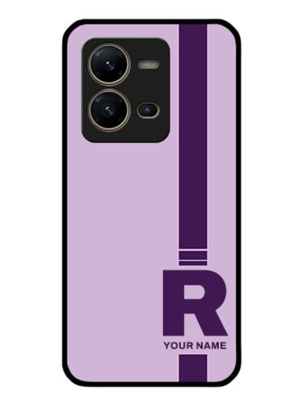 Custom Vivo V25 5G Photo Printing on Glass Case - Simple dual tone stripe with name Design