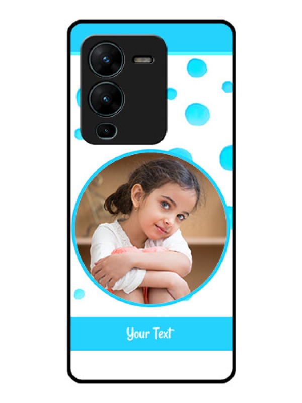 Custom Vivo V25 Pro 5G Photo Printing on Glass Case - Blue Bubbles Pattern Design