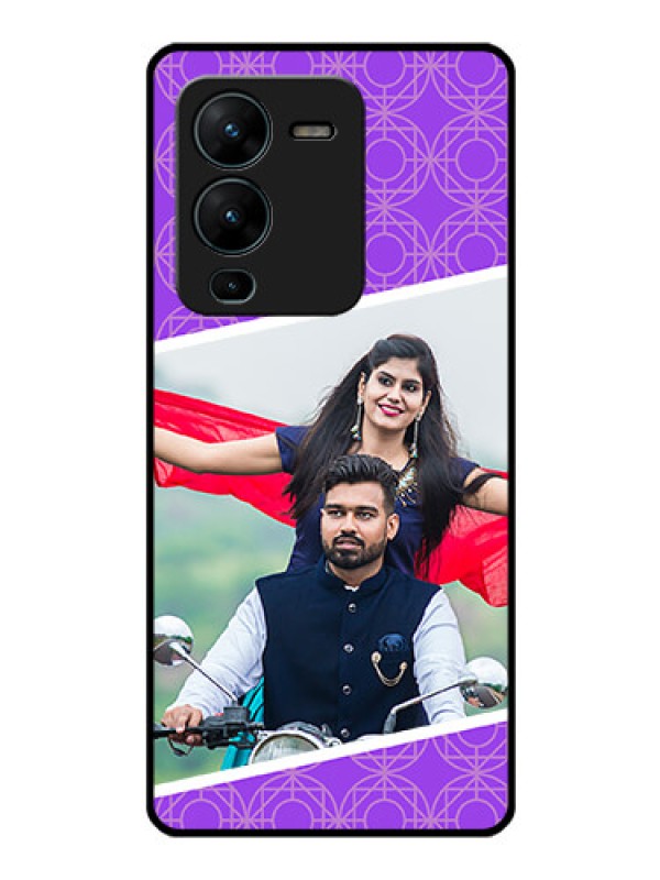 Custom Vivo V25 Pro 5G Custom Glass Phone Case - Violet Pattern Design