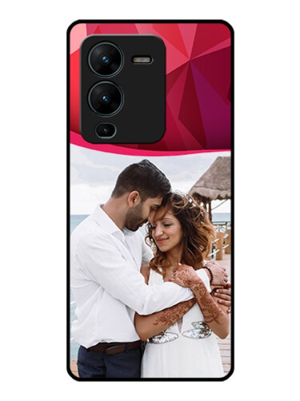 Custom Vivo V25 Pro 5G Custom Glass Mobile Case - Red Abstract Design