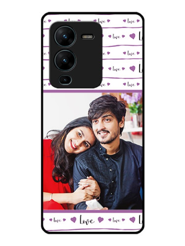Custom Vivo V25 Pro 5G Custom Glass Mobile Case - Couples Heart Design