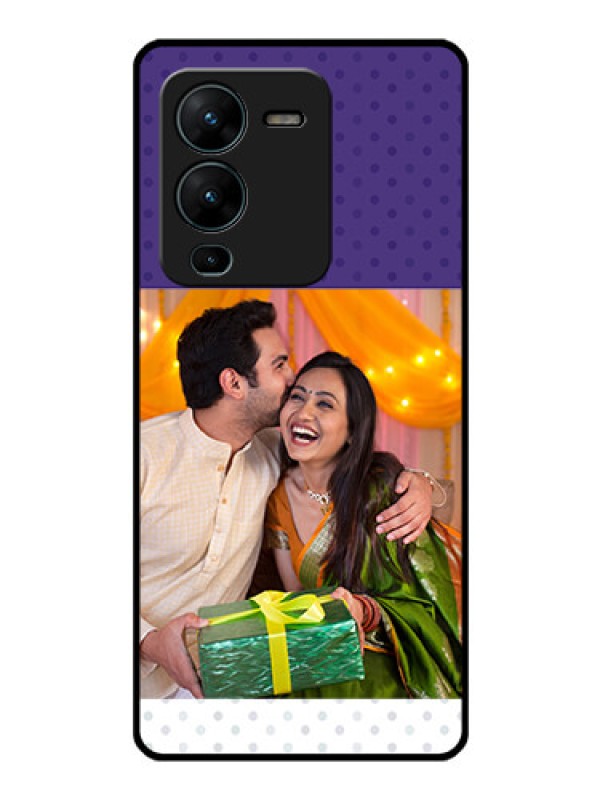 Custom Vivo V25 Pro 5G Personalized Glass Phone Case - Violet Pattern Design