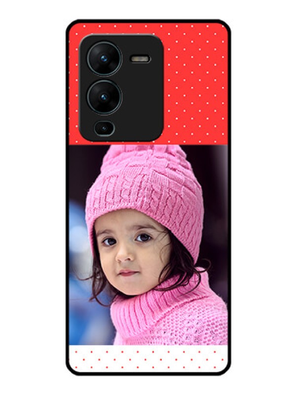 Custom Vivo V25 Pro 5G Photo Printing on Glass Case - Red Pattern Design