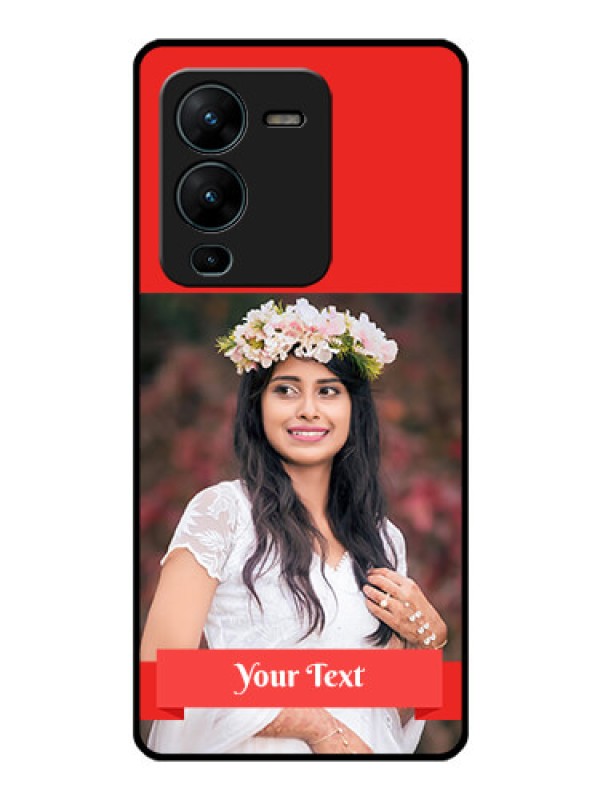 Custom Vivo V25 Pro 5G Custom Glass Phone Case - Simple Red Color Design
