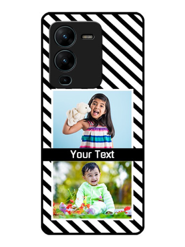 Custom Vivo V25 Pro 5G Photo Printing on Glass Case - Black And White Stripes Design