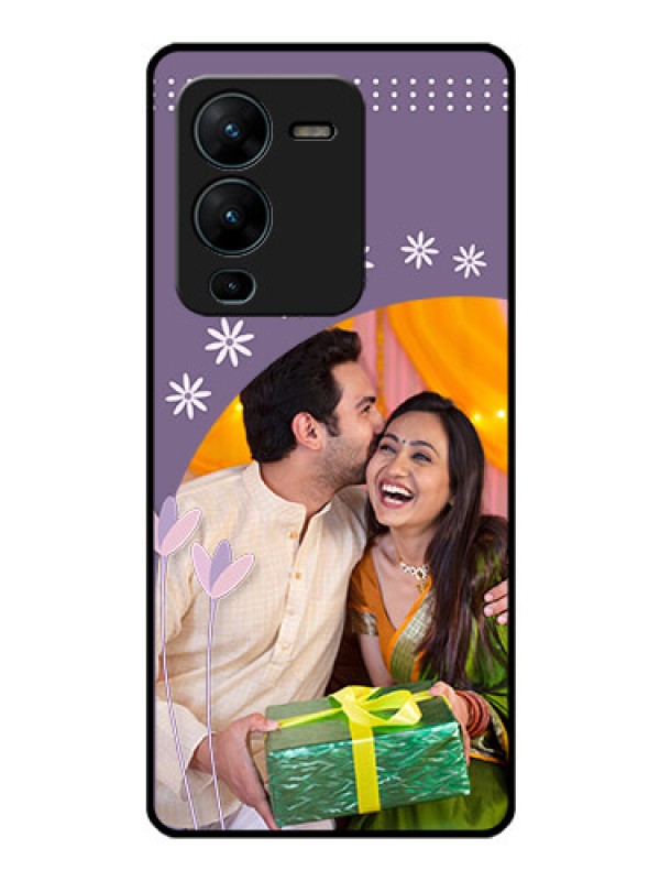 Custom Vivo V25 Pro 5G Custom Glass Mobile Case - Lavender flowers design