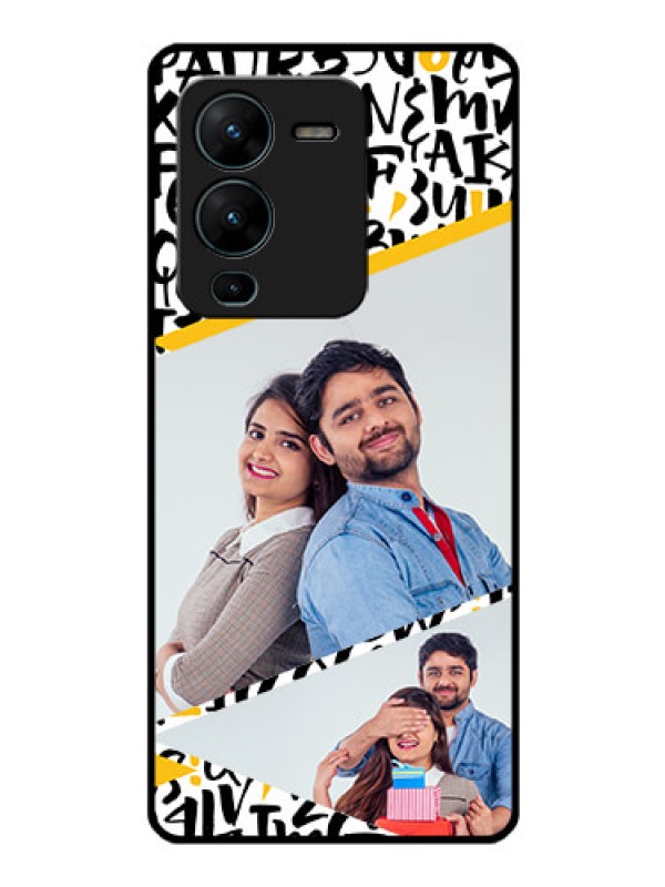 Custom Vivo V25 Pro 5G Custom Glass Mobile Case - Letters Pattern Design