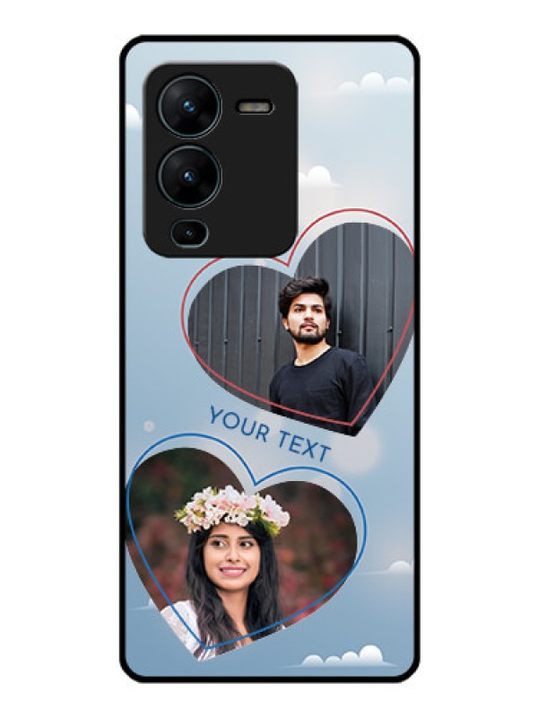 Custom Vivo V25 Pro 5G Custom Glass Mobile Case - Blue Color Couple Design