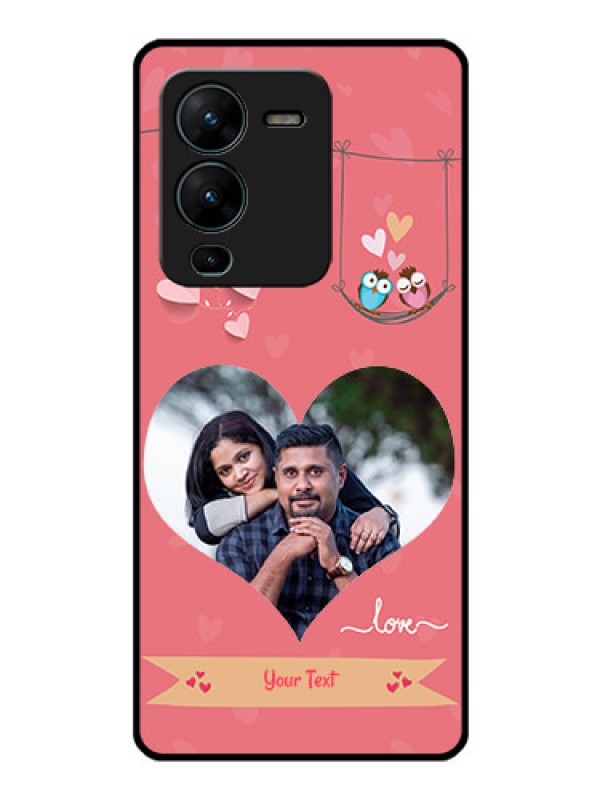 Custom Vivo V25 Pro 5G Personalized Glass Phone Case - Peach Color Love Design